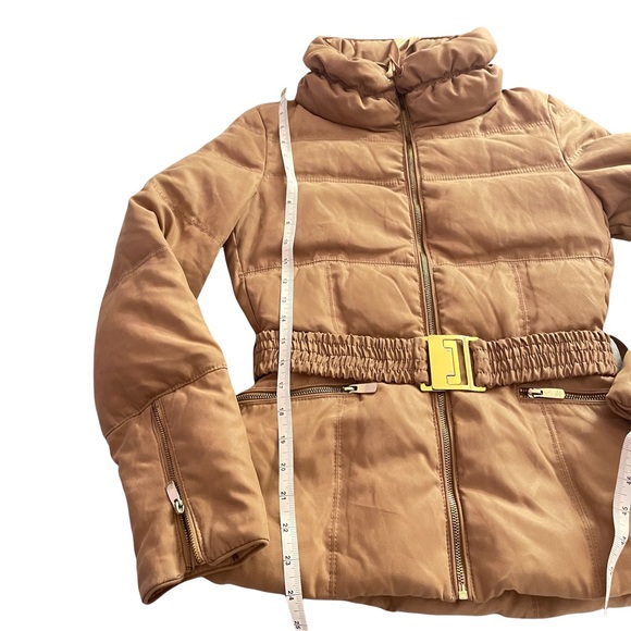 Zara Woman Beige Camel Down Belted Puffer Jacket Coat Size XS - Picture 13 of 17